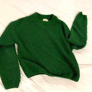 Green Cable Knit Sweater - Kelly green
